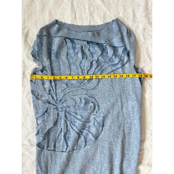 Stella McCartney Dress Tunic Italy Cashmere Size US 6/8 Blue Knit Graphic Sheer - Picture 5 of 8